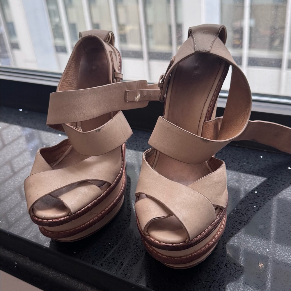 L.A.M.B leather platforms. Very sturdy and comfortable. Size 8